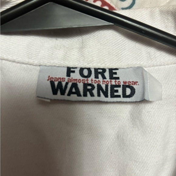 Vintage 1990s “Fore Warned” White Denim Vest - Picture 3 of 4